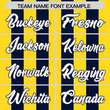 Custom Navy Gold Vertical Stripes Design Performance Polo Shirt