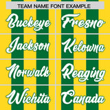 Custom Kelly Green Gold Vertical Stripes Design Performance Polo Shirt