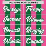 Custom Kelly Green Pink Vertical Stripes Design Performance Polo Shirt