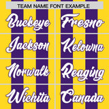 Custom Purple Gold Vertical Stripes Design Performance Polo Shirt