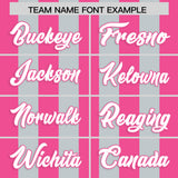 Custom Silver Pink Vertical Stripes Design Performance Polo Shirt