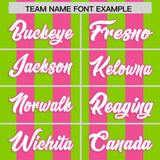 Custom Pink Neon Green Vertical Stripes Design Performance Polo Shirt