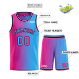 Custom Light Blue Pink-Black Bull Gradient Fashion Sets Basketball Jersey-001