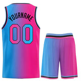 Custom Light Blue Pink-Black Bull Gradient Fashion Sets Basketball Jersey-001