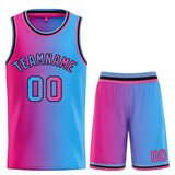 Custom Light Blue Pink-Black Bull Gradient Fashion Sets Basketball Jersey-001