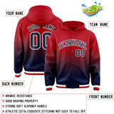 Custom Red Navy Varsity Full-Snap Letterman Gradient Hoodie Jacket