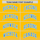 Custom Yellow Blue Varsity Full-Snap Letterman Gradient Hoodie Jacket