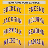 Custom Yellow Purple Varsity Full-Snap Letterman Gradient Hoodie Jacket