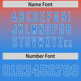 Custom Orange Blue Varsity Full-Snap Letterman Gradient Hoodie Jacket