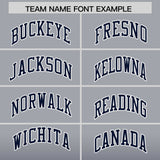 Custom Gray Navy Varsity Full-Snap Letterman Gradient Hoodie Jacket