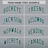 Custom Gray Midnight Green Varsity Full-Snap Letterman Gradient Hoodie Jacket