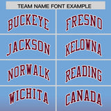 Custom Powder Blue Crimson Varsity Full-Snap Letterman Gradient Hoodie Jacket