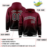 Custom Crimson Black Varsity Full-Snap Letterman Gradient Hoodie Jacket