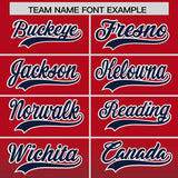 Custom Red Navy Varsity Full-Snap Letterman Gradient Hoodie Jacket