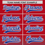 Custom Red Royal Varsity Full-Snap Letterman Gradient Hoodie Jacket