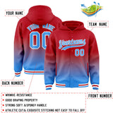 Custom Red Blue Varsity Full-Snap Letterman Gradient Hoodie Jacket