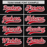 Custom Black Red Varsity Full-Snap Letterman Gradient Hoodie Jacket