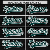 Custom Black Midnight Green Varsity Full-Snap Letterman Gradient Hoodie Jacket