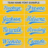 Custom Yellow Blue Varsity Full-Snap Letterman Gradient Hoodie Jacket