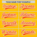 Custom Yellow Orange Varsity Full-Snap Letterman Gradient Hoodie Jacket