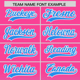 Custom Pink Blue Varsity Full-Snap Letterman Gradient Hoodie Jacket