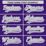 Custom Purple Gray Varsity Full-Snap Letterman Gradient Hoodie Jacket