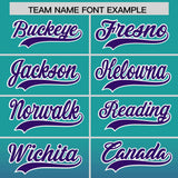 Custom Aqua Purple Varsity Full-Snap Letterman Gradient Hoodie Jacket