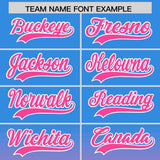 Custom Blue Pink Varsity Full-Snap Letterman Gradient Hoodie Jacket