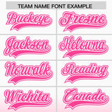 Custom White Pink Varsity Full-Snap Letterman Gradient Hoodie Jacket