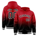 Custom Red Black Varsity Full-Snap Letterman Gradient Hoodie Jacket