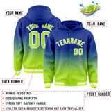 Custom Royal Neon Green Varsity Full-Snap Letterman Gradient Hoodie Jacket