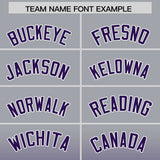 Custom Gray Purple Varsity Full-Snap Letterman Gradient Hoodie Jacket