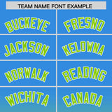 Custom Blue Neon Green Varsity Full-Snap Letterman Gradient Hoodie Jacket