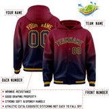 Custom Crimson Navy Varsity Full-Snap Letterman Gradient Hoodie Jacket