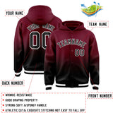 Custom Crimson Black Varsity Full-Snap Letterman Gradient Hoodie Jacket