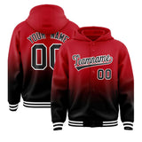 Custom Red Black Varsity Full-Snap Letterman Gradient Jacket Hoodie