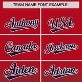 Custom Red Navy Varsity Full-Snap Letterman Gradient Hoodie Jacket