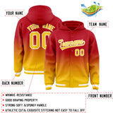 Custom Red Yellow Varsity Full-Snap Letterman Gradient Hoodie Jacket