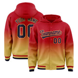 Custom Red Khaki Varsity Full-Snap Letterman Gradient Jacket Hoodie