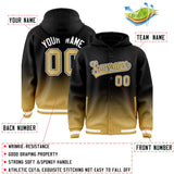 Custom Black Old Gold Varsity Full-Snap Letterman Gradient Hoodie Jacket