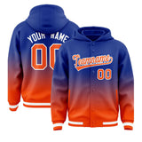 Custom Royal Orange Varsity Full-Snap Letterman Gradient Jacket Hoodie