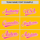 Custom Yellow Pink Varsity Full-Snap Letterman Gradient Hoodie Jacket