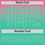 Custom Pink Bright Green Varsity Full-Snap Letterman Gradient Hoodie Jacket