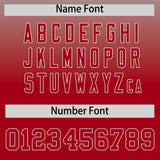 Custom Gray Red Varsity Full-Snap Letterman Gradient Hoodie Jacket