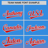 Custom Blue Red Varsity Full-Snap Letterman Gradient Hoodie Jacket