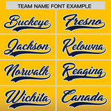 Custom Yellow Navy Varsity Full-Snap Letterman Gradient Hoodie Jacket