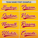 Custom Yellow Red Varsity Full-Snap Letterman Gradient Hoodie Jacket