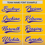 Custom Yellow Purple Varsity Full-Snap Letterman Gradient Hoodie Jacket