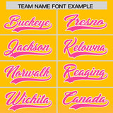 Custom Yellow Pink Varsity Full-Snap Letterman Gradient Hoodie Jacket