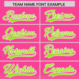 Custom Pink Neon Green Varsity Full-Snap Letterman Gradient Hoodie Jacket